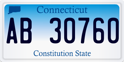 CT license plate AB30760