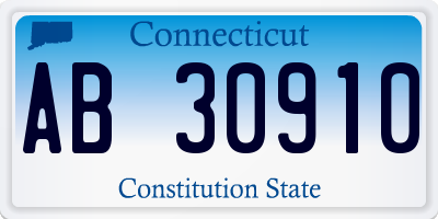 CT license plate AB30910
