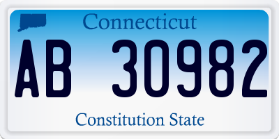 CT license plate AB30982