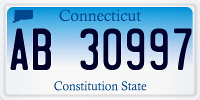 CT license plate AB30997