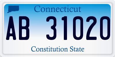 CT license plate AB31020