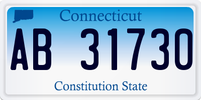 CT license plate AB31730