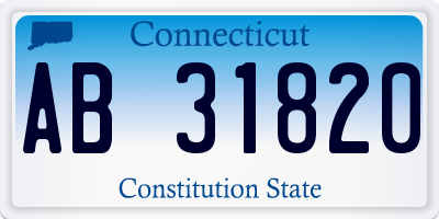 CT license plate AB31820