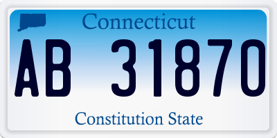 CT license plate AB31870