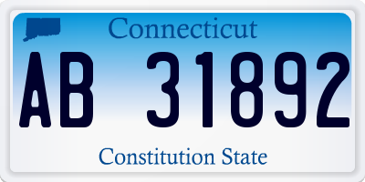 CT license plate AB31892