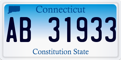 CT license plate AB31933