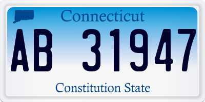 CT license plate AB31947