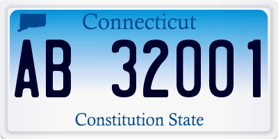 CT license plate AB32001