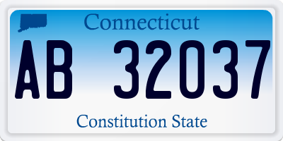 CT license plate AB32037