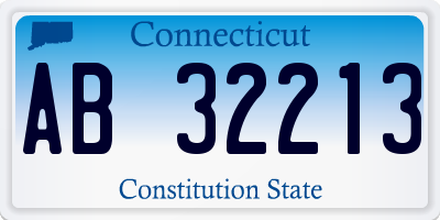 CT license plate AB32213