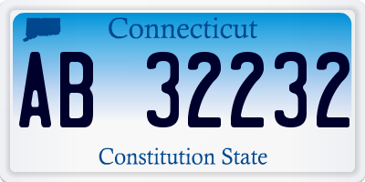 CT license plate AB32232