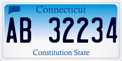 CT license plate AB32234