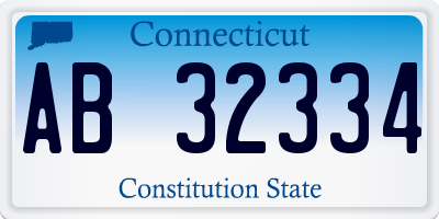 CT license plate AB32334