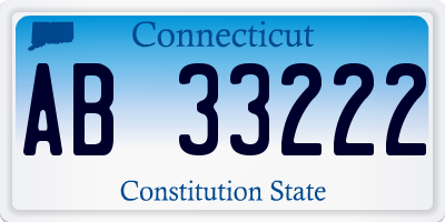 CT license plate AB33222