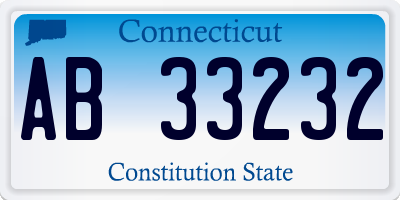 CT license plate AB33232