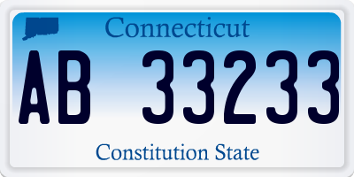CT license plate AB33233