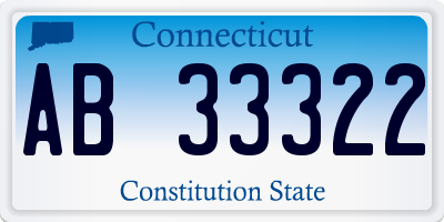CT license plate AB33322