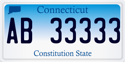 CT license plate AB33333