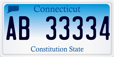 CT license plate AB33334