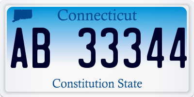 CT license plate AB33344