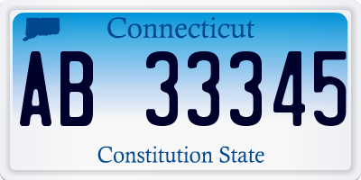 CT license plate AB33345