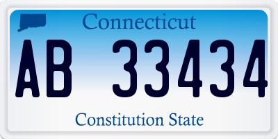 CT license plate AB33434