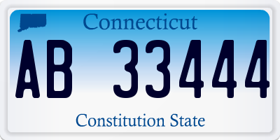 CT license plate AB33444
