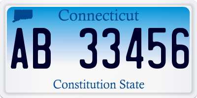 CT license plate AB33456