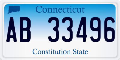 CT license plate AB33496