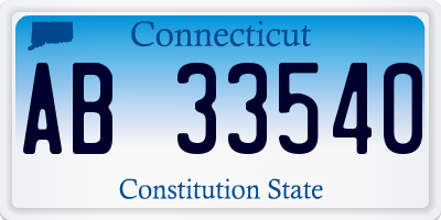 CT license plate AB33540