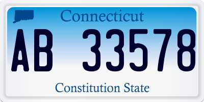 CT license plate AB33578
