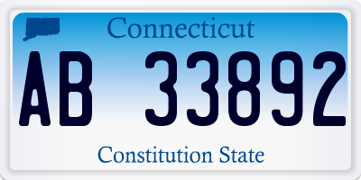 CT license plate AB33892