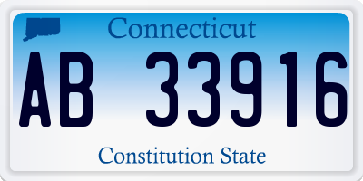 CT license plate AB33916