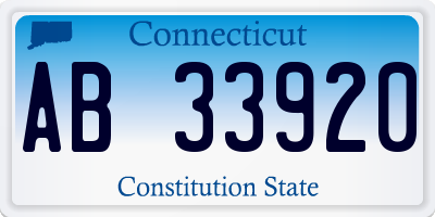 CT license plate AB33920