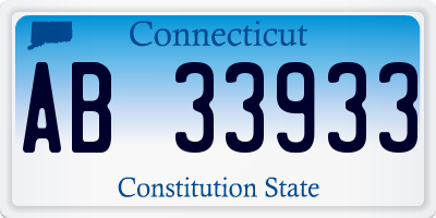 CT license plate AB33933