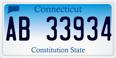 CT license plate AB33934