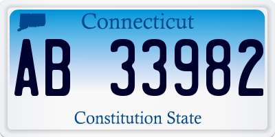 CT license plate AB33982