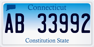 CT license plate AB33992