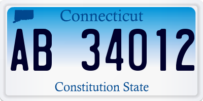 CT license plate AB34012