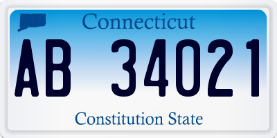 CT license plate AB34021