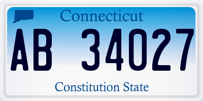 CT license plate AB34027
