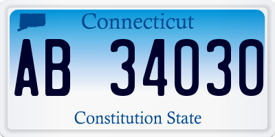 CT license plate AB34030