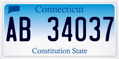 CT license plate AB34037