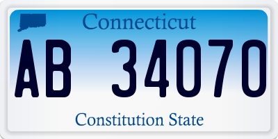 CT license plate AB34070