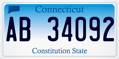 CT license plate AB34092