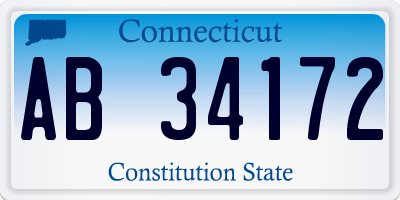 CT license plate AB34172