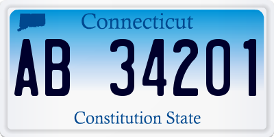 CT license plate AB34201