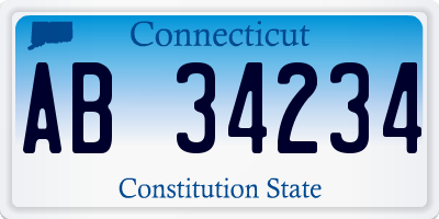 CT license plate AB34234