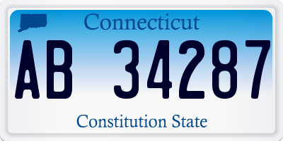 CT license plate AB34287