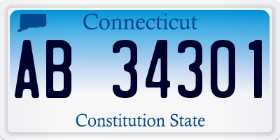 CT license plate AB34301